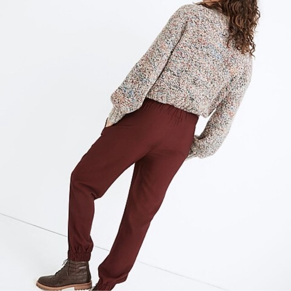 MADEWELL Women’s Drapey Seamed Track Trouser Jogger Pants In Maroon Size Small - Picture 8 of 8